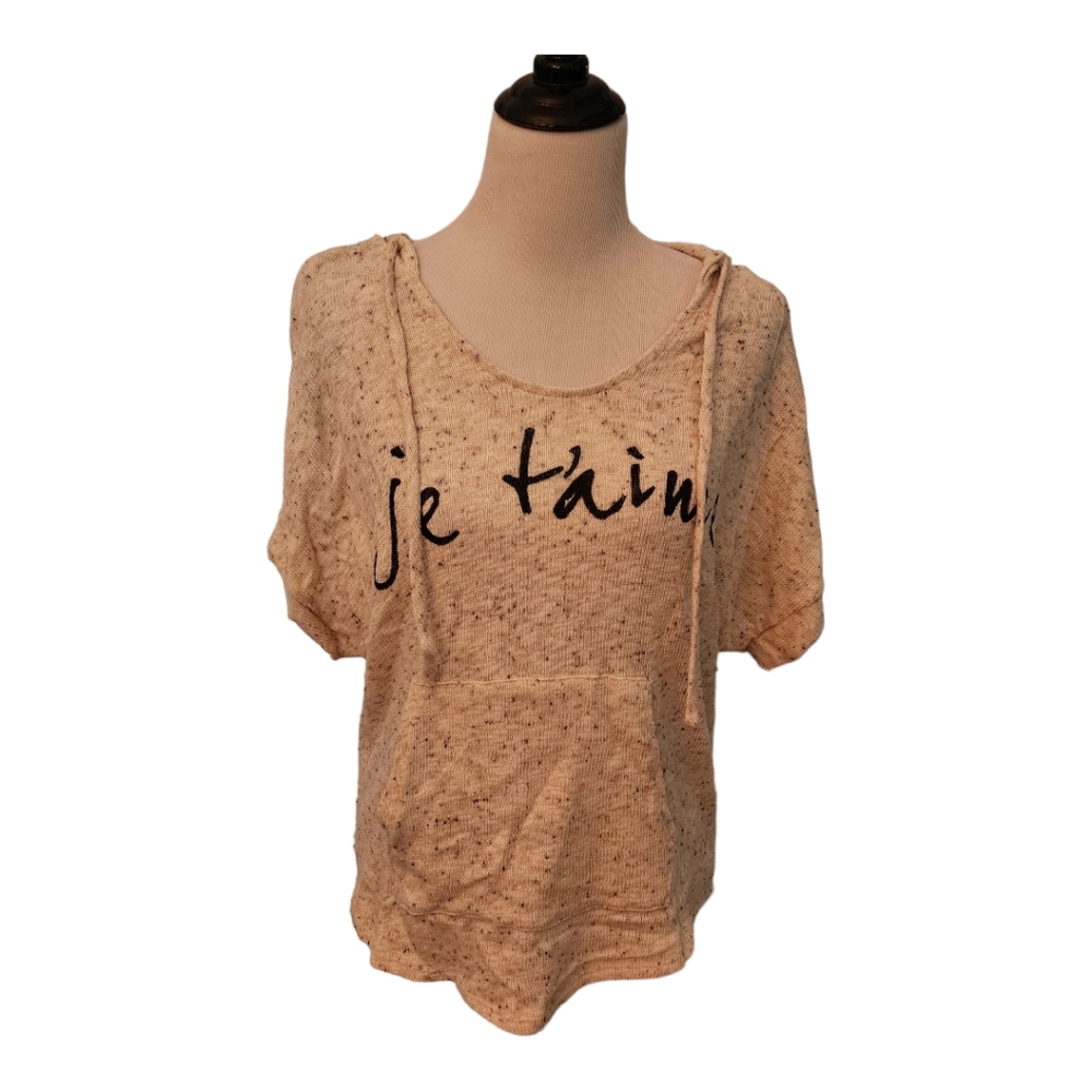 Blushed XL Hoodie Short Sleeve Top Je Taime